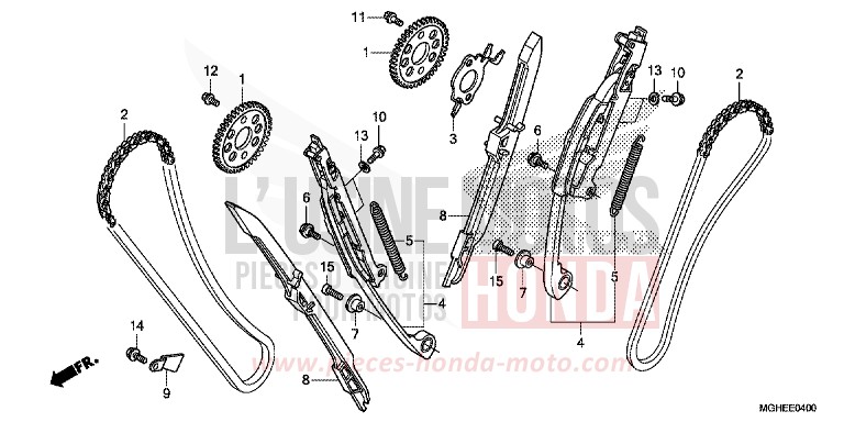 CHAINE A CAMES/TENDEUR de VFR1200X "Crosstourer" Méca MAT TITANIUM BLADE METALLIC (YR327) 2014
